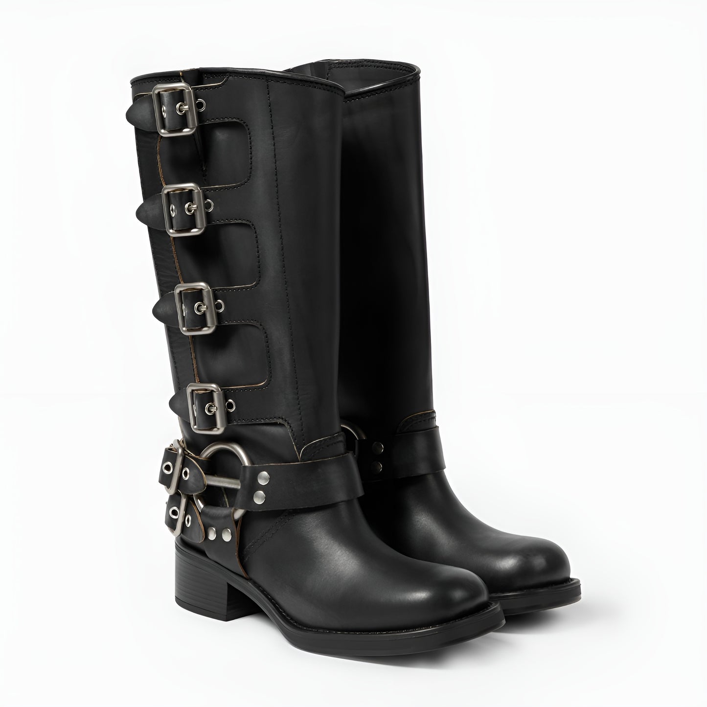 Boots Valère™ | Cuir Authentique à Boucles Métalliques
