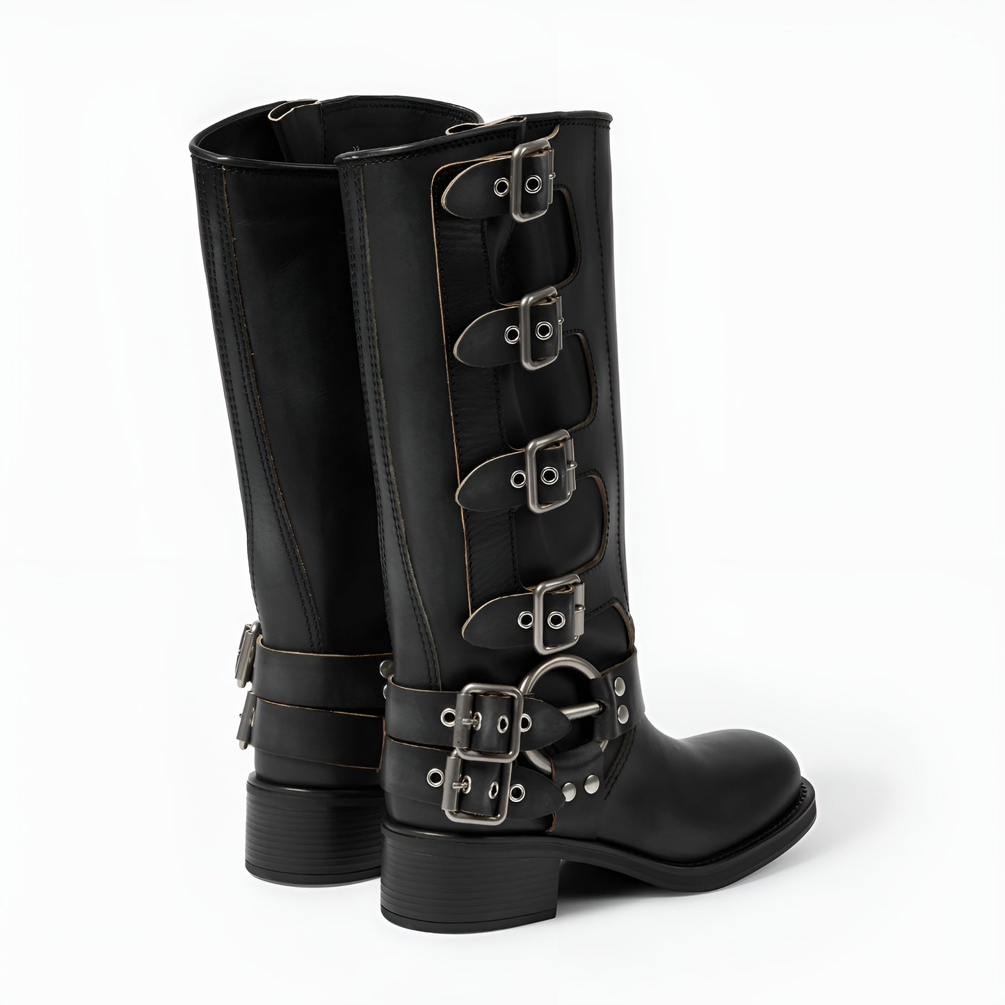 Boots Valère™ | Cuir Authentique à Boucles Métalliques