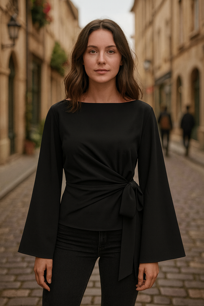 Blouse Chloé™ | Rayée à Manches Nœud