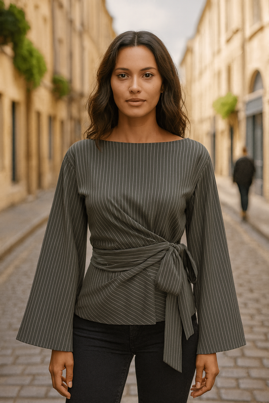 Blouse Chloé™ | Rayée à Manches Nœud