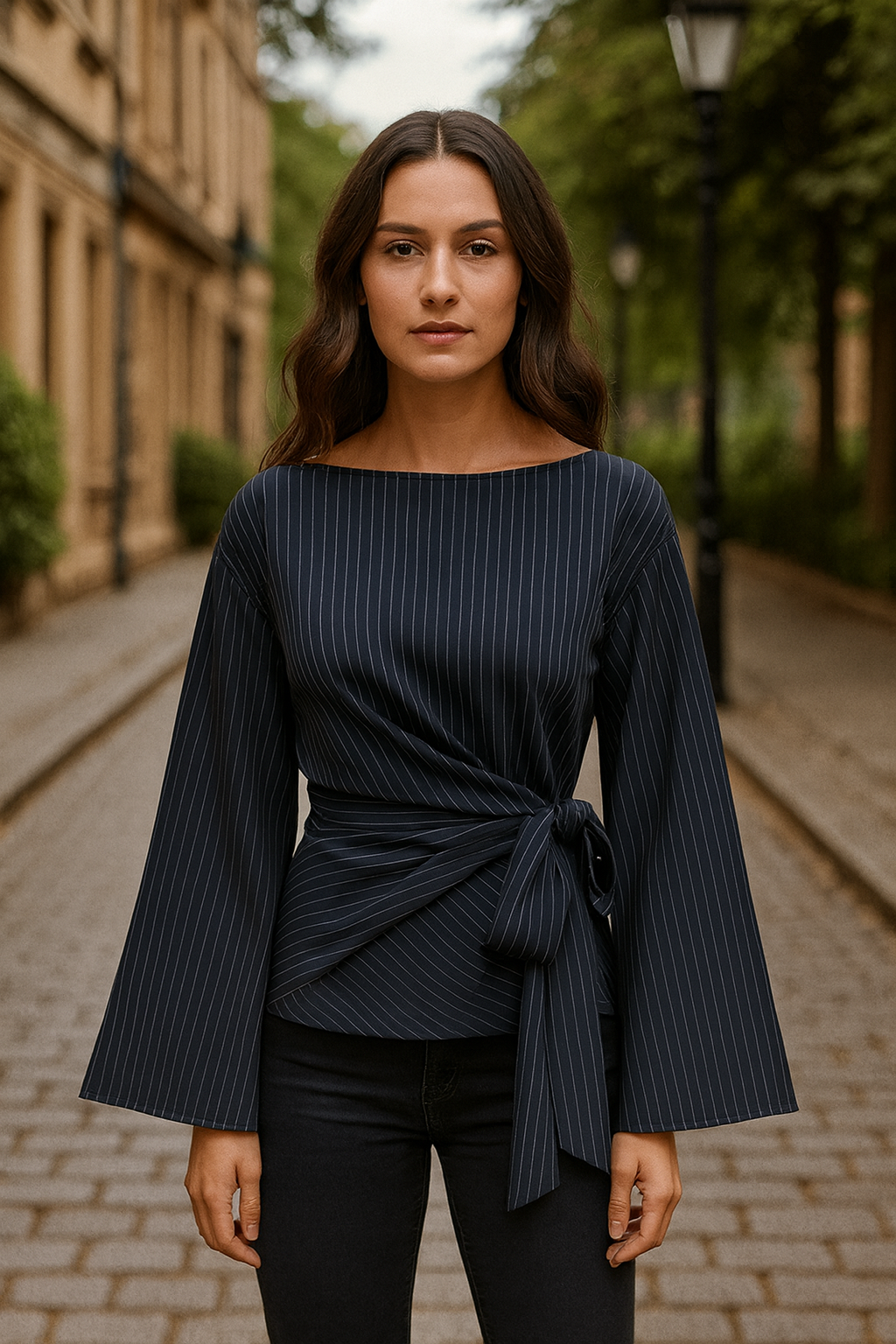 Blouse Chloé™ | Rayée à Manches Nœud