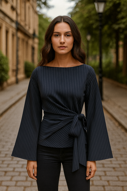 Blouse Chloé™ | Rayée à Manches Nœud