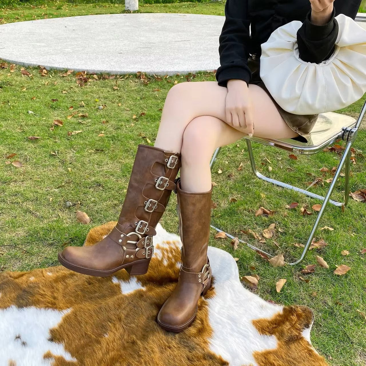 Boots Valère™ | Cuir Authentique à Boucles Métalliques