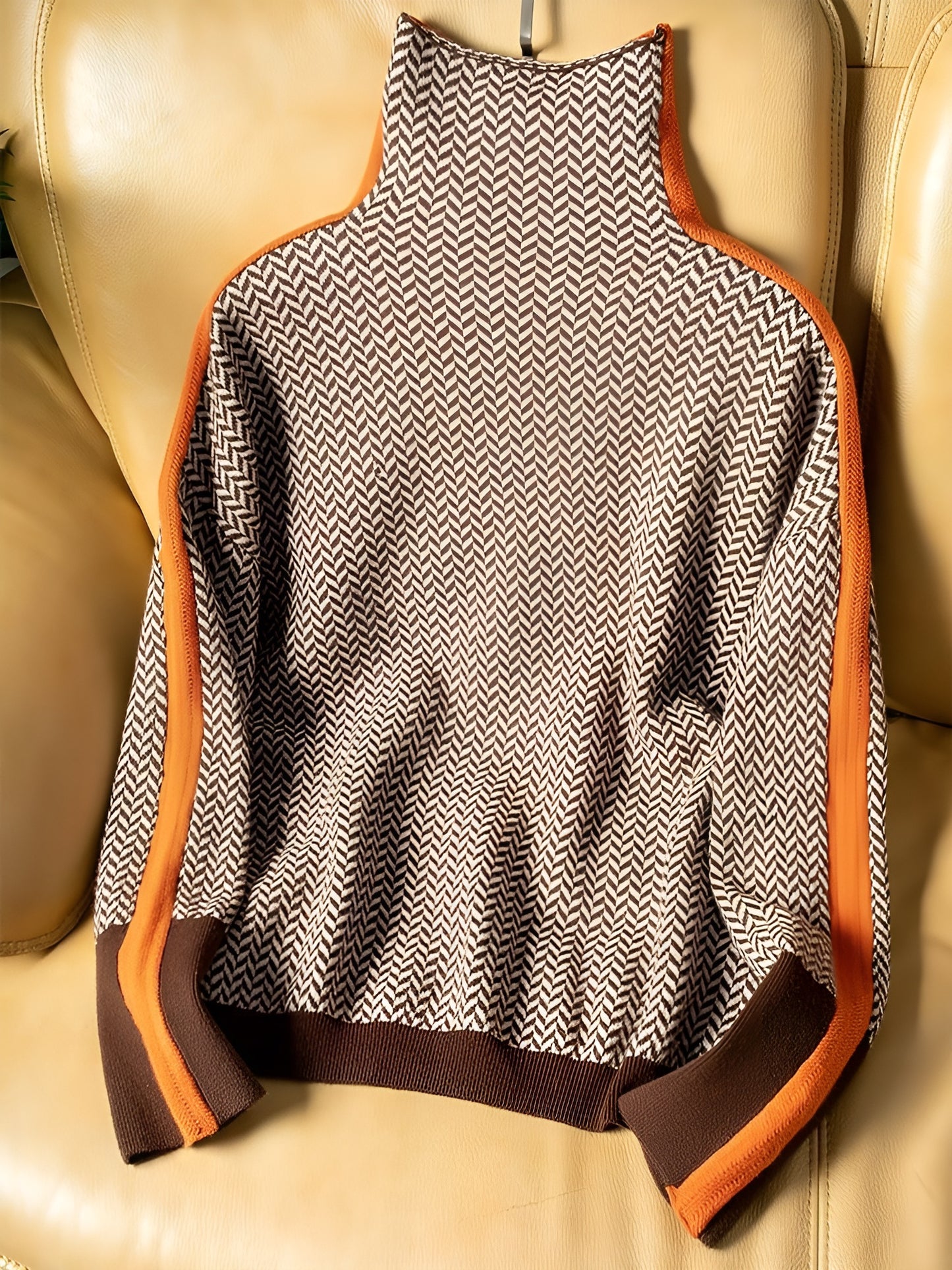 Pull Aurélie™ | Col Haut à Rayures Contrastées